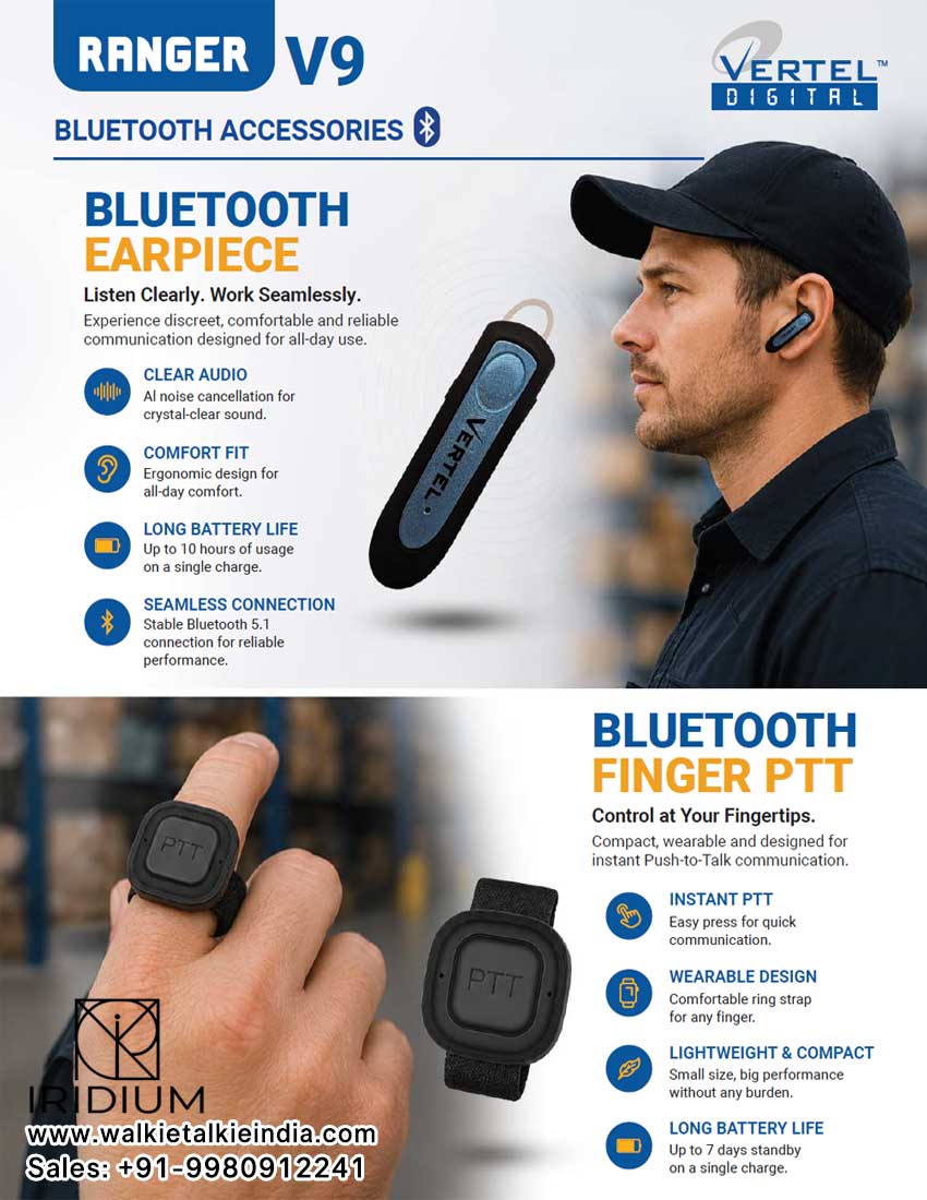 Vertel Ranger V9 License Free Walkie Talkie Dealer Distributor Bengalore Walkie Talkie Suppliers in Bengaluru Mysore Mangalore Channai